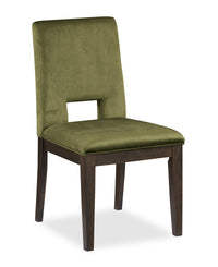  Chaise de salle à manger Zelda en tissu de chenille - vert et brun espresso