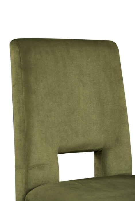 Chaise de salle à manger Zelda en tissu de chenille - vert et brun espresso