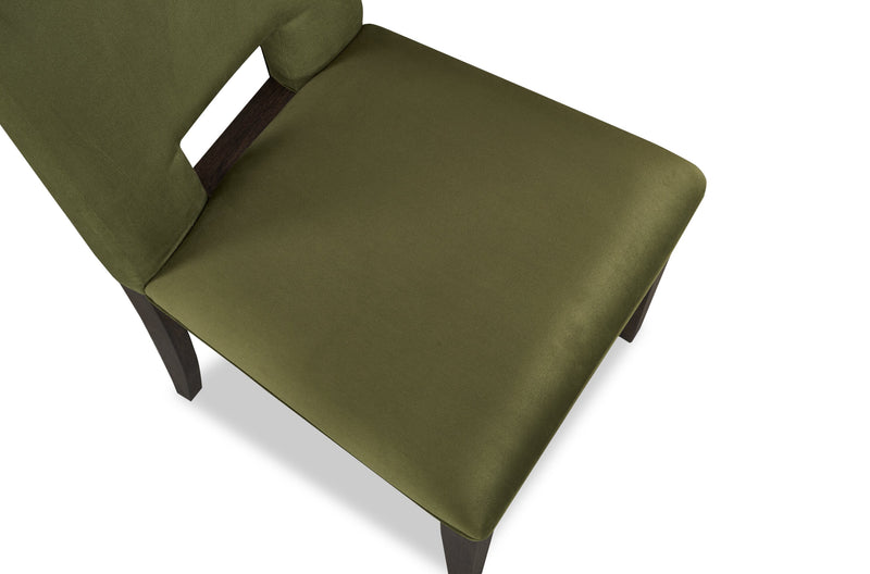 Chaise de salle à manger Zelda en tissu de chenille - vert et brun espresso