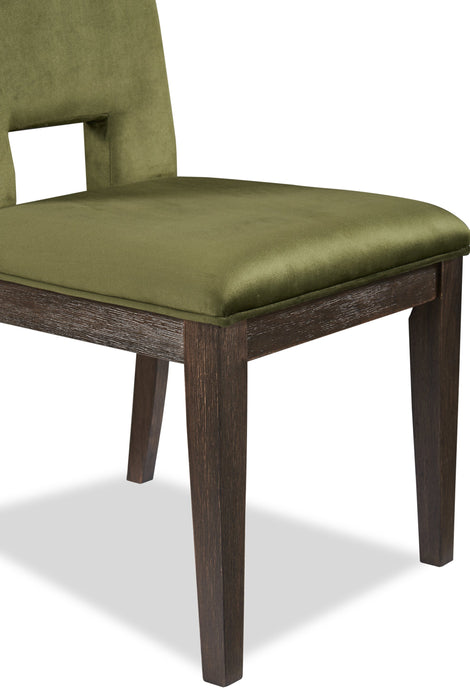 Chaise de salle à manger Zelda en tissu de chenille - vert et brun espresso