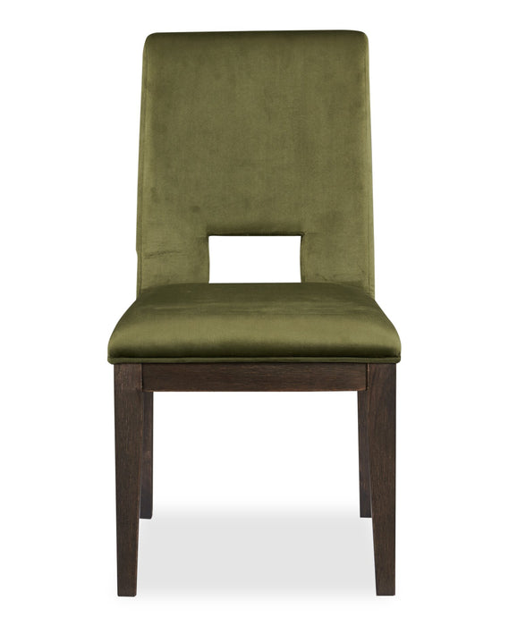 Chaise de salle à manger Zelda en tissu de chenille - vert et brun espresso
