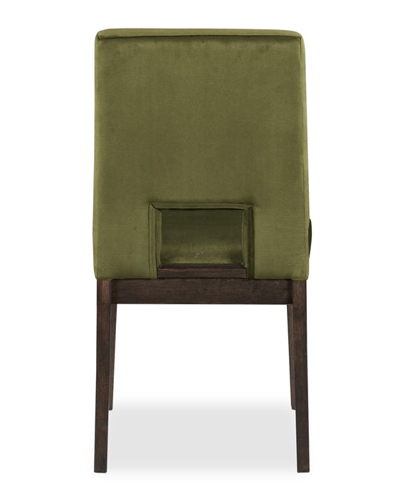 Chaise de salle à manger Zelda en tissu de chenille - vert et brun espresso