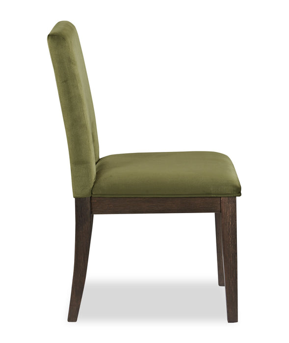 Chaise de salle à manger Zelda en tissu de chenille - vert et brun espresso