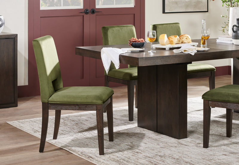 Chaise de salle à manger Zelda en tissu de chenille - vert et brun espresso