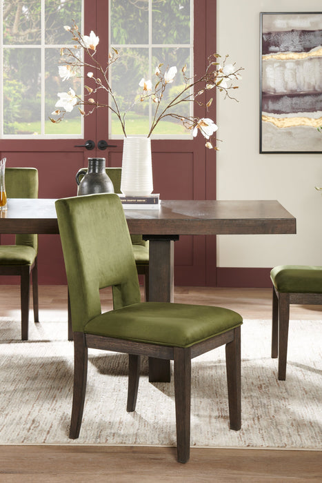 Chaise de salle à manger Zelda en tissu de chenille - vert et brun espresso