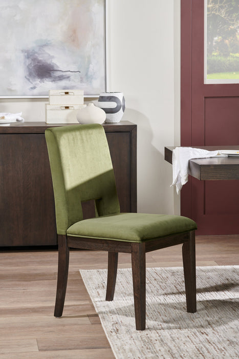 Chaise de salle à manger Zelda en tissu de chenille - vert et brun espresso