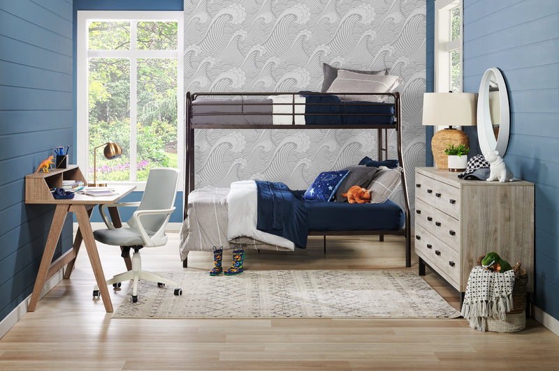 Commode Zen de 62 po (L) x 35,6 po (H) à 6 tiroirs pour la chambre à coucher - grise