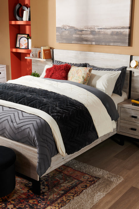 Ensemble de draps Striped de 4 pièces en coton pour grand lit - gris clair