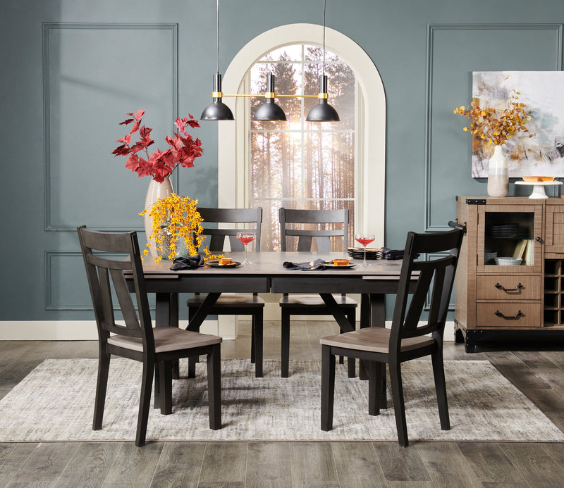 Table de salle à manger Zao de 66 po à 94 po (L) en mélamine avec rallonge avec base à tréteaux - brune