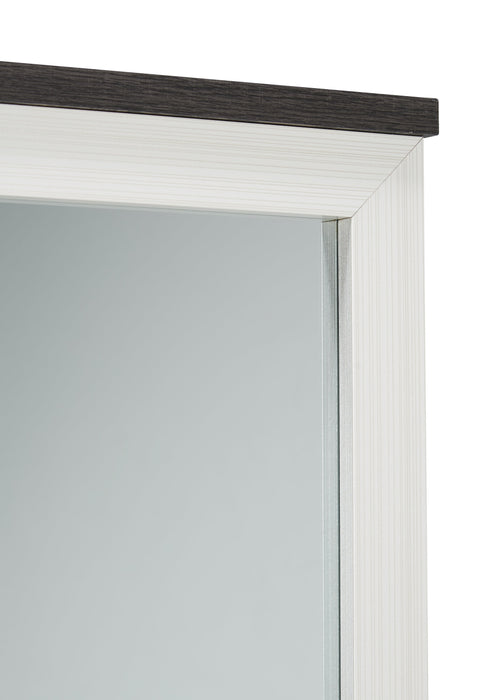 Miroir de commode de chambre à coucher Zoey - deux teintes, blanc et brun