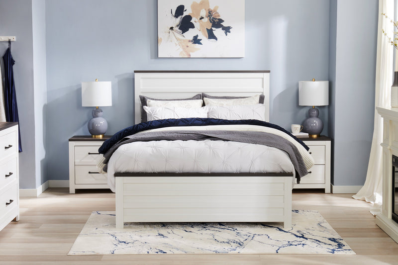 Table de nuit Zoey de 24,4 po (L) x 24,9 po (H) à 2 tiroirs - deux teintes, blanc et brun