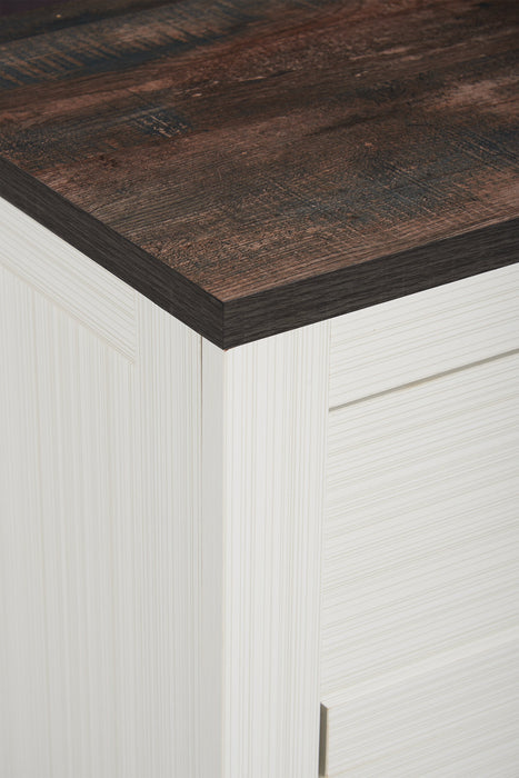 Table de nuit Zoey de 24,4 po (L) x 24,9 po (H) à 2 tiroirs - deux teintes, blanc et brun