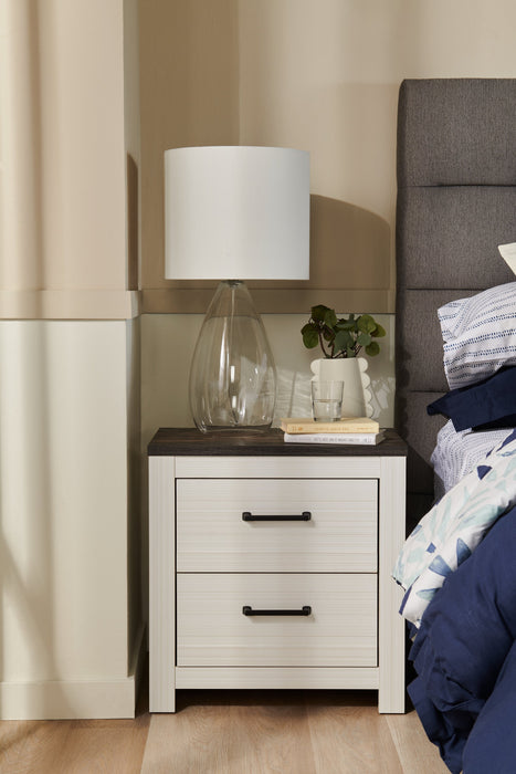 Table de nuit Zoey de 24,4 po (L) x 24,9 po (H) à 2 tiroirs - deux teintes, blanc et brun