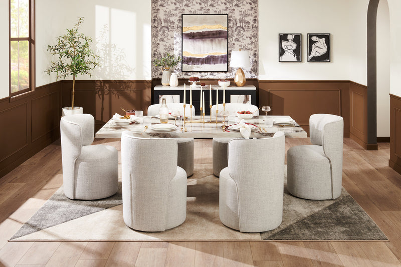 Chaise de salle à manger coulissante Zola en tissu de polyester - gris nuage