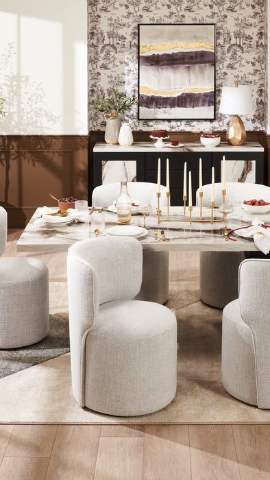 Chaise de salle à manger coulissante Zola en tissu de polyester - gris nuage