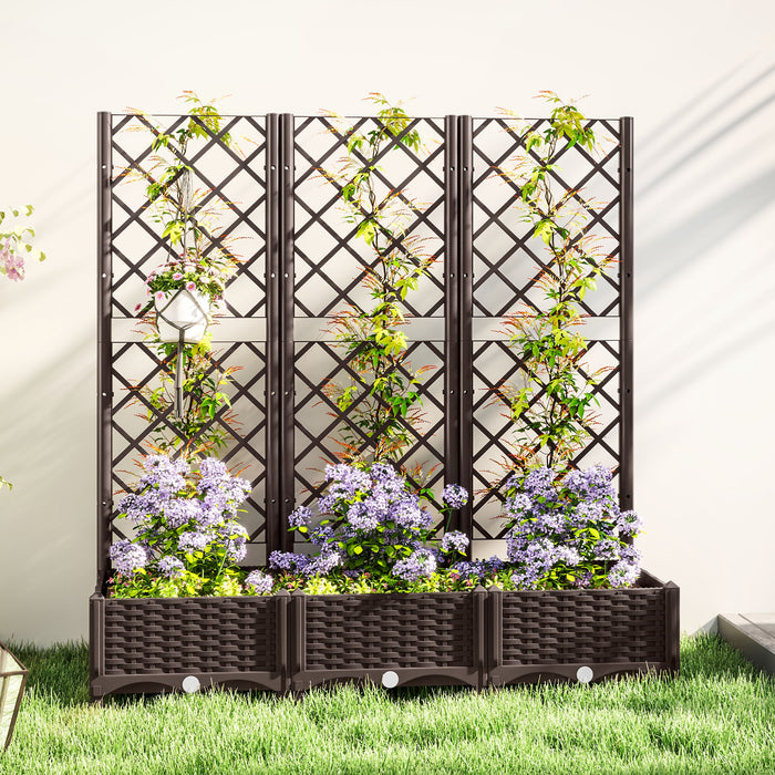 Outsunny Lit Sureleve, Jardiniere Avec Treillis, 47\" X 16\" X 48\"