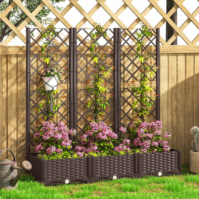 Outsunny Lit Sureleve, Jardiniere Avec Treillis, 47\" X 16\" X 48\"