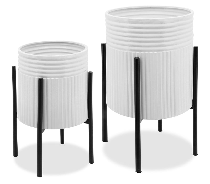 Pot à fleurs à motif aztèque en fer blanc - ensemble de 2