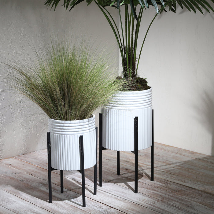 Pot à fleurs à motif aztèque en fer blanc - ensemble de 2