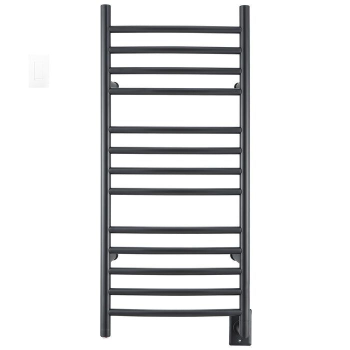 Porte-serviettes chauffant Svelte d'Acona à 13 barres avec minuterie par Wi-Fi - noir mat