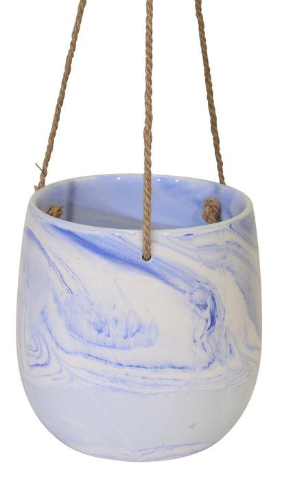 Pot à fleurs suspendu en marbre bleu