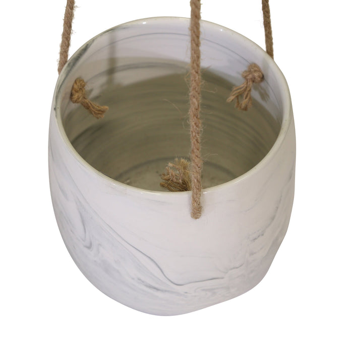 Pot à fleurs suspendu marbre gris