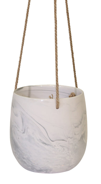 Pot à fleurs suspendu marbre gris