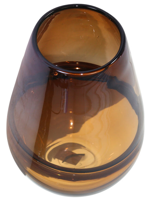 Vase en verre brun de 11 po