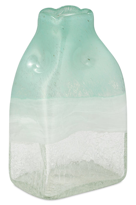 Vase en forme de bouteille en verre brume turquoise
