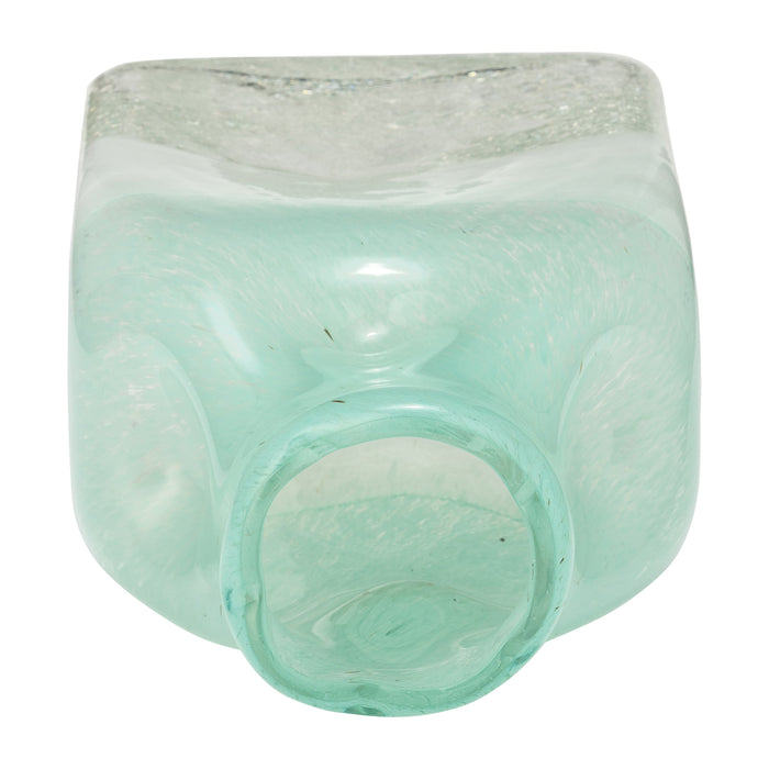 Vase en forme de bouteille en verre brume turquoise