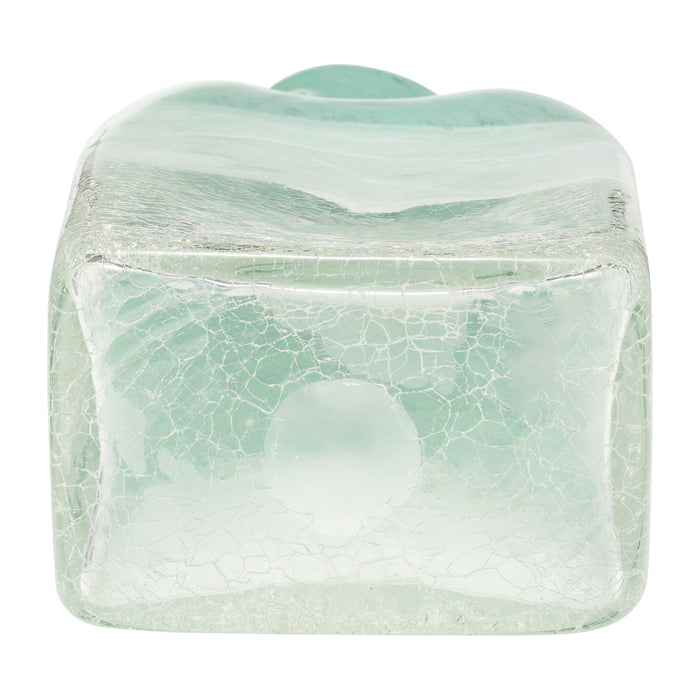 Vase en forme de bouteille en verre brume turquoise