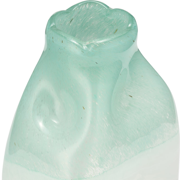 Vase en forme de bouteille en verre brume turquoise