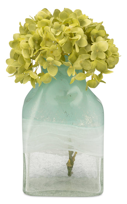 Vase en forme de bouteille en verre brume turquoise
