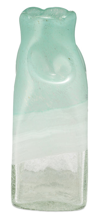 Vase en forme de bouteille en verre brume turquoise