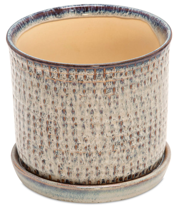 Pot à fleurs en céramique bleue de 6 et 8 po - ensemble de 2
