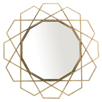 Miroir de forme géométrique en métal doré de 35 po
