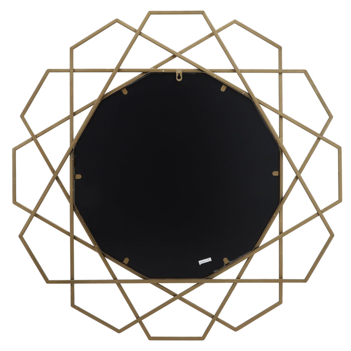 Miroir de forme géométrique en métal doré de 35 po