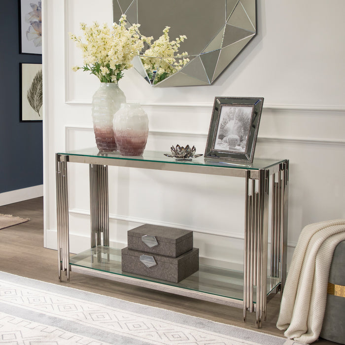 Vase en verre rose tendre de 12 po