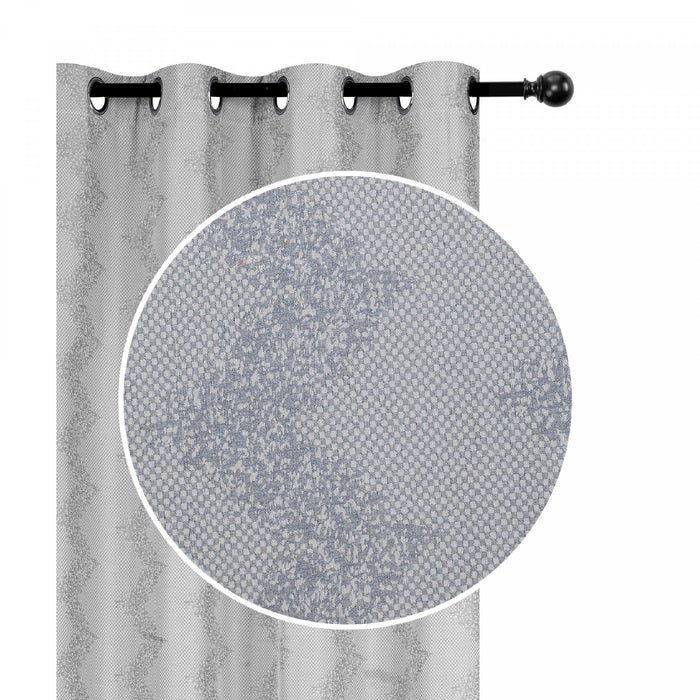 Rideau de 96 po argenté en jacquard à motif de chevron - ensemble de 2