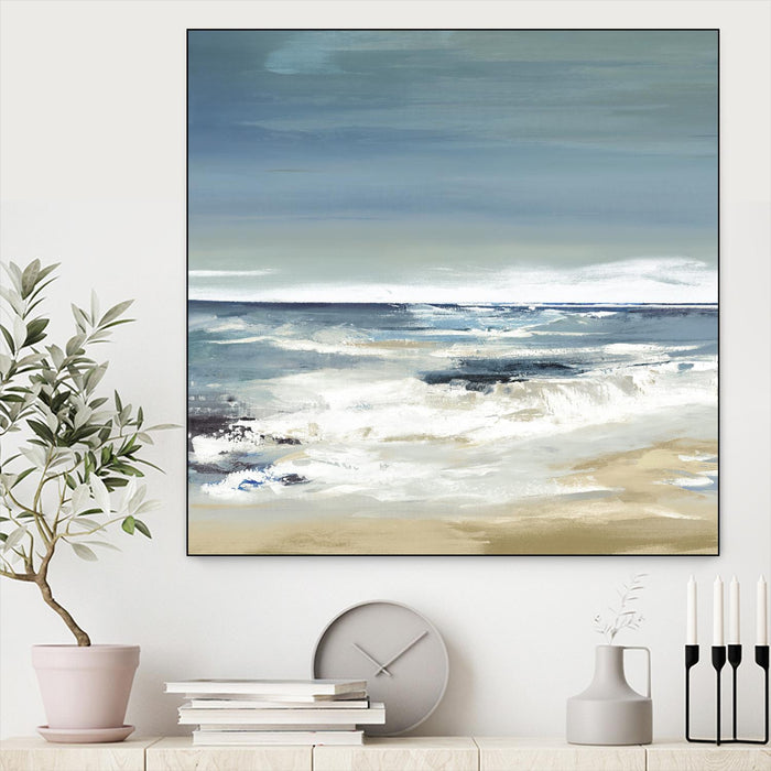 Œuvre d’art murale sur toile encadrée noire « East Coast Ii » 20 x 20