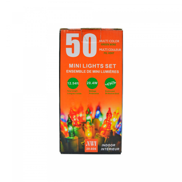 Jeu de 50 petites lumières pour l’intérieur avec ampoules multicolores - ensemble de 2 jeux de lumières de Noël