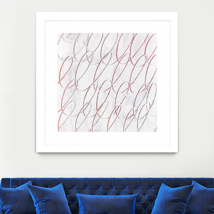 Œuvre d’art murale encadrée blanche et mate « Hula I » 30 x 30