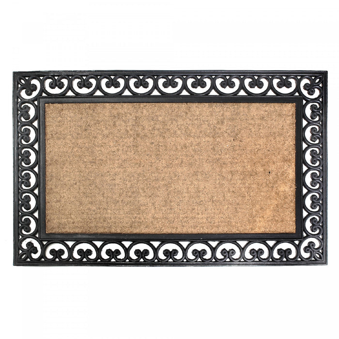 Tapis de plancher naturel 30 x 48 en caoutchouc et tapis-brosse en fibre de noix de coco