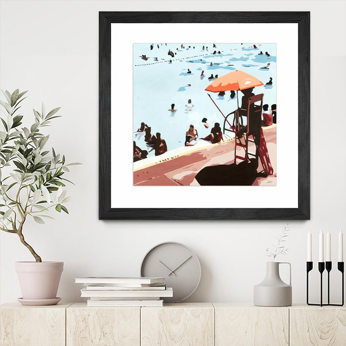 Œuvre d’art murale encadrée noire et mate « It's All Going Just Swimmingly » 36 x 36