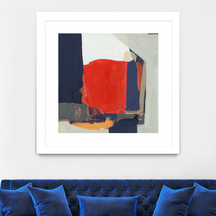 Œuvre d’art murale encadrée blanche et mate « Orange Crush V6 » 30 x 30