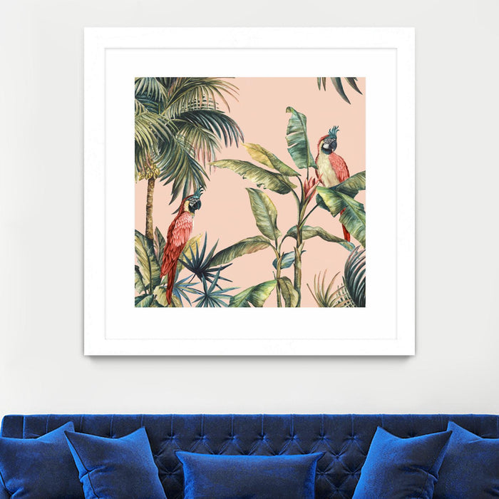 Œuvre d’art murale encadrée blanche et mate « Tropicano Ii » 36 x 36
