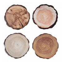 4 sous-verre ronds en céramique d’apparence bûche de bois