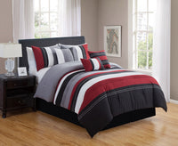 Ensemble d'édredon Puno 7 pièces de couleur rouge pour grand lit