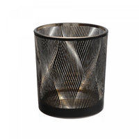Bougeoir en verre pour chandelle décorative à motif de vagues - ensemble de 2 bougeoirs