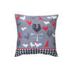 Coussin 18 x 18 en polyester à estampe numérique avec coqs de ferme - ensemble de 2